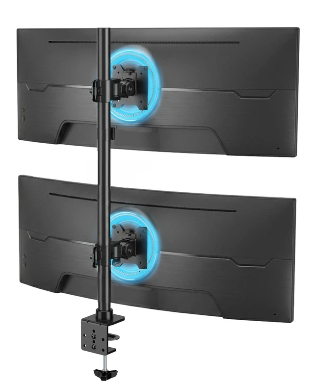 Main image of Mount-It! Dual Ultrawide Monitor Mount, Vertical Stacking Heavy Duty Desk Stand for 17-49" Screens up to 44 lbs, VESA 75x75 100x100, Tilt Swivel Rotate, Portrait and Landscape
