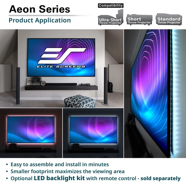 Alt view image 2 of 5 - Elite Screens Aeon Series 158" Fixed Frame Projector Screen AR158H2