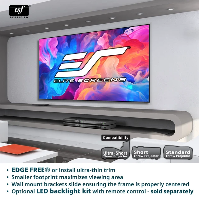 Alt view image 3 of 5 - Elite Screens Aeon Series 158" Fixed Frame Projector Screen AR158H2