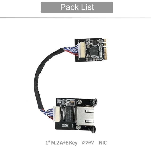 Alt view image 2 of 5 - WayPonDEV M.2 A E Key to 2.5 Gigabit Ethernet Module, i226V Chipset 2.5G Ethernet Server NIC, 10/100/1000/25000 Mbps RJ45 LAN, Multi-Gigabit M.2 Network Card, Support 2230 (30CM, i226 M.2 A+E Key)