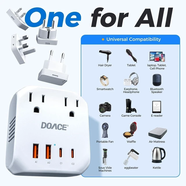 Alt view image 3 of 5 - Upgraded 2000W 220V to 110V Voltage Converter US to Europe for Hair Dryers