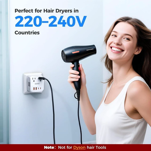 Alt view image 2 of 5 - Upgraded 2000W 220V to 110V Voltage Converter US to Europe for Hair Dryers