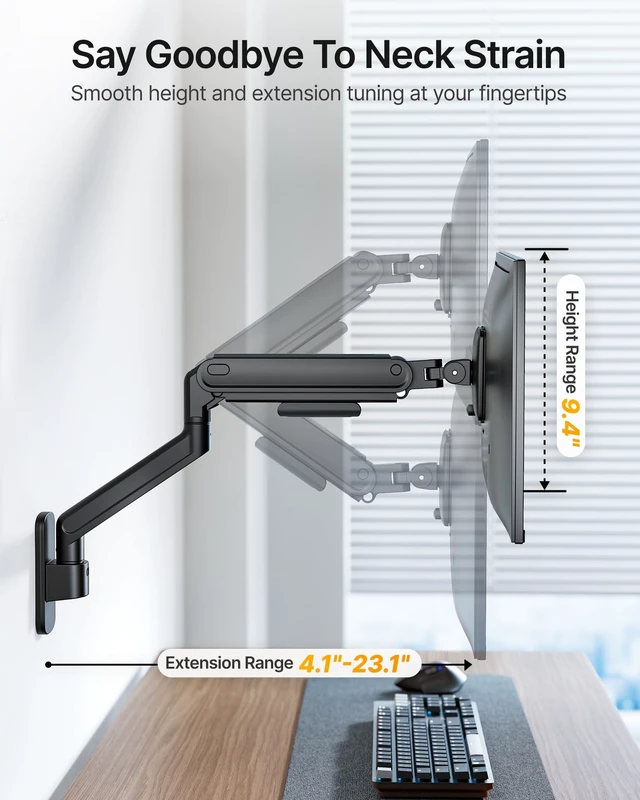 Alt view image 4 of 5 - monTEK Single Monitor Wall Mount, Full Motion Spring Arm for 17-40" Screen