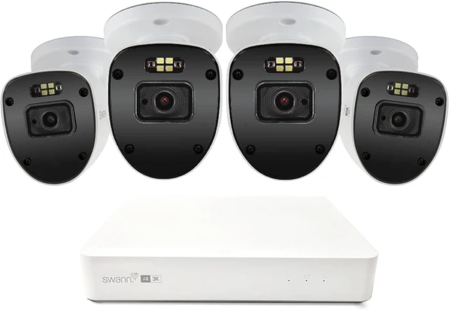 Main image of Swann AdvancedX 5MP Series / 8ch White NVR / 1TB / 4X ADVX5MPB 5MP Spotlight Bullet IP Cameras