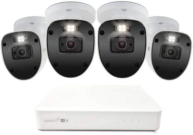 Alt view image 3 of 5 - Swann AdvancedX 5MP Series / 8ch White NVR / 1TB / 4X ADVX5MPB 5MP Spotlight Bullet IP Cameras