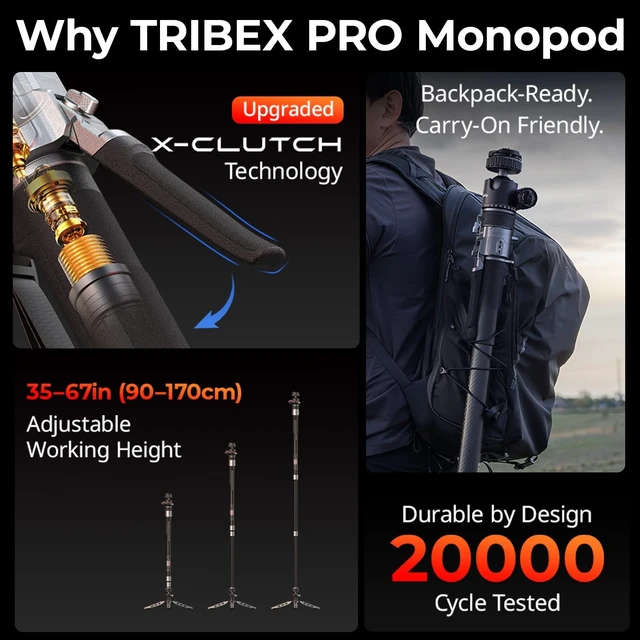 Alt view image 2 of 5 - SmallRig x Potato Jet TRIBEX PRO 67" Carbon Fiber Monopod for Camera