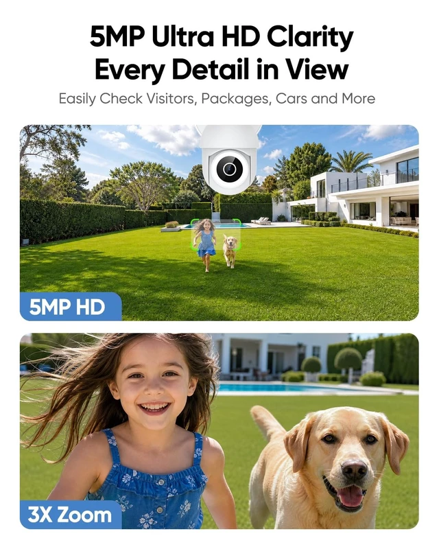 Alt view image 4 of 5 - Atfoyer Floodlight Camera Hardwired 6500LM, 2K+ UHD Outdoor Security Camera, 360 Pan & Tilt View, AI Detection & Tracking, 24/7 Recording, Color Night Vision, 5GHz/2.4GHz WiFi, Compatible with Alexa