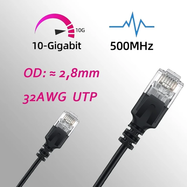 Alt view image 2 of 5 - Elfcam - 30m/98.4ft Ultra Slim Cat 6A Ethernet Cable 10Gbps 32AWG UTP OD2.8mm 500MHz, 10Gb Thin RJ45 Cat 6A Patch Cord for LAN, Router, Modem, Xbox, Laptop and Servers, Black, 30 Meters