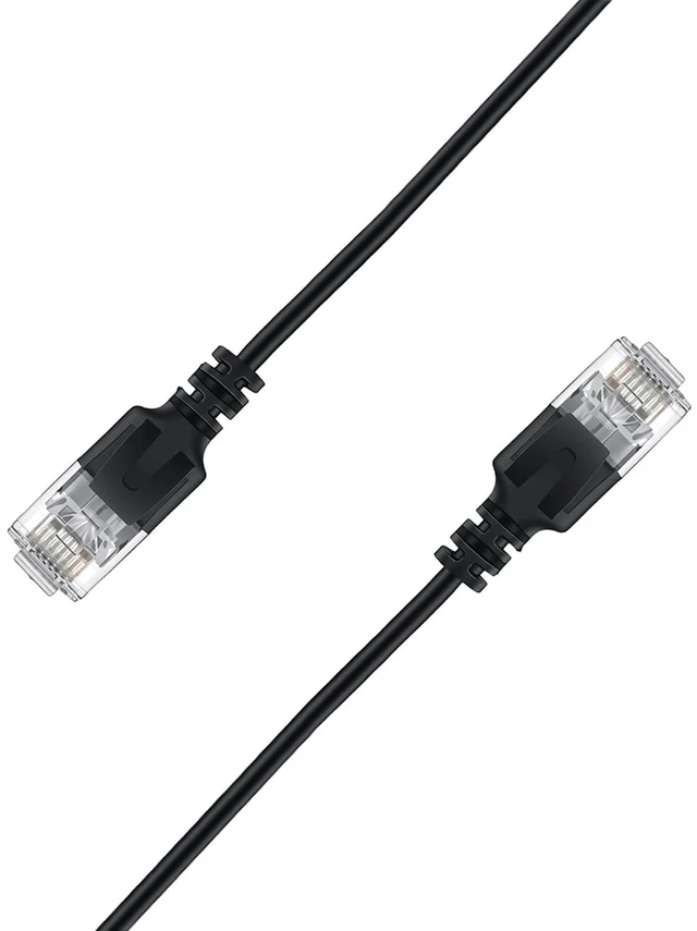 Main image of Elfcam - 30m/98.4ft Ultra Slim Cat 6A Ethernet Cable 10Gbps 32AWG UTP OD2.8mm 500MHz, 10Gb Thin RJ45 Cat 6A Patch Cord for LAN, Router, Modem, Xbox, Laptop and Servers, Black, 30 Meters