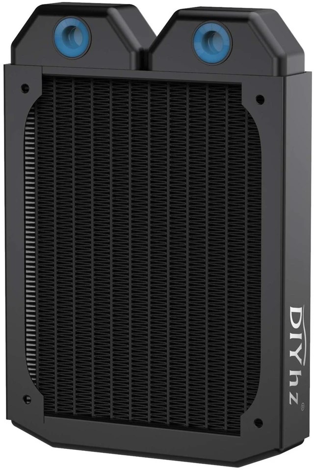Main image of DIYhz Water Cooling Computer Radiator, 12 Pipe Thick Copper Heat Exchanger Liquid Cooling Radiator G1/4 Thread Heat Row Sink 120mm for CPU PC Laser Water Cool System DC12V Black