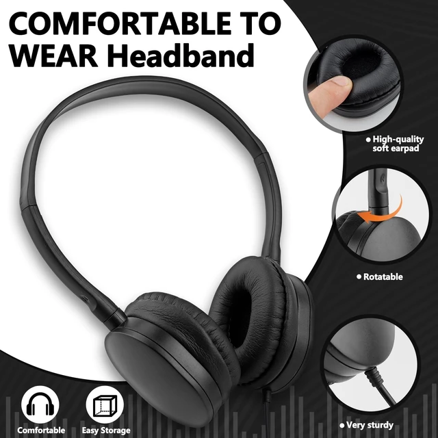 Alt view image 2 of 5 - ZXQZYM Classroom Bulk Headphones USB C 20 Pack, Wired On Ear for School
