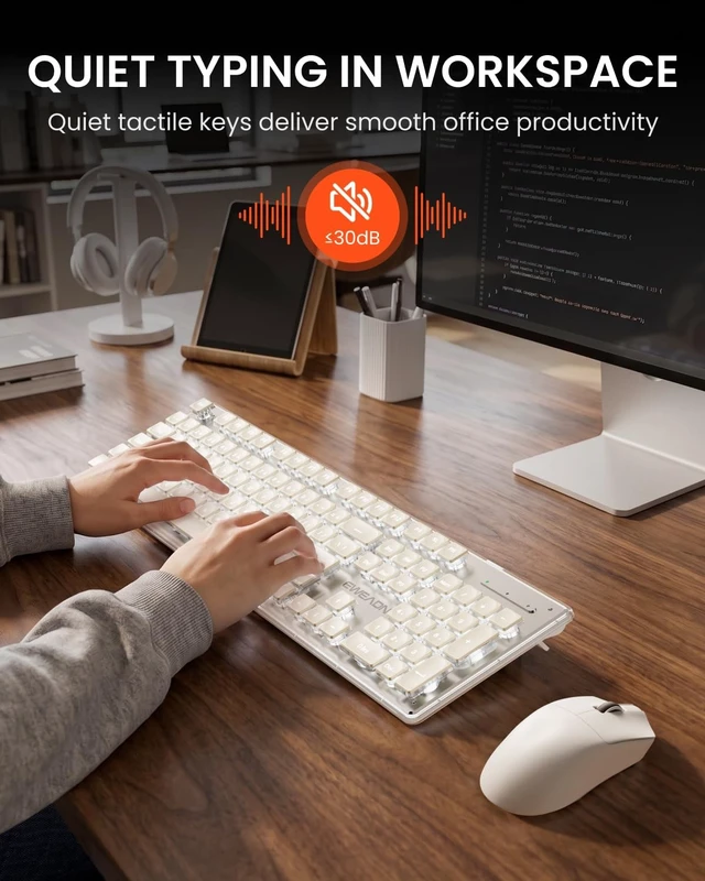 Alt view image 5 of 5 - Wireless Keyboard and Mouse Combo, White Backlit, Rechargeable - White