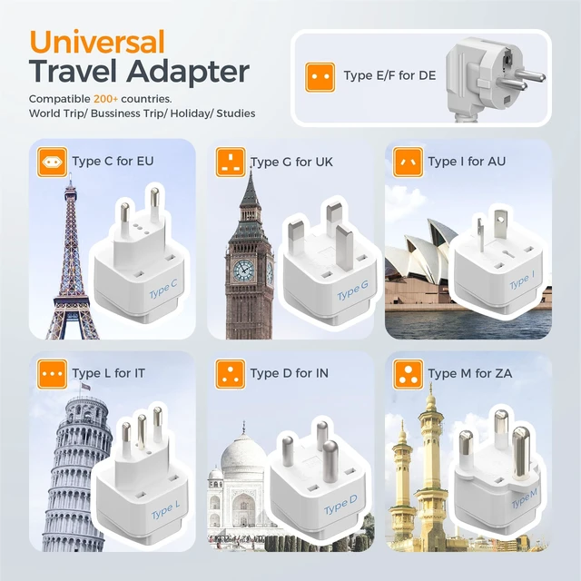 Alt view image 2 of 5 - TESSAN Voltage Converter US to Europe 220 to 110, Universal Travel Adapter