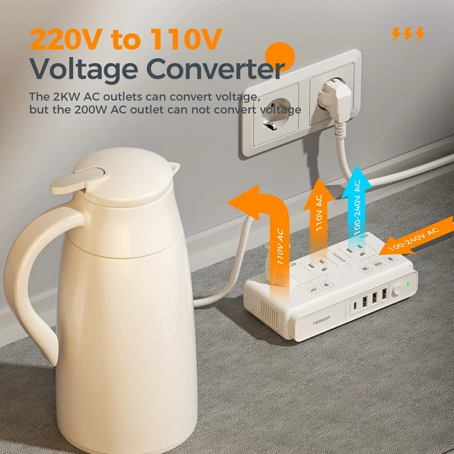 Alt view image 3 of 5 - TESSAN Voltage Converter US to Europe 220 to 110, Universal Travel Adapter