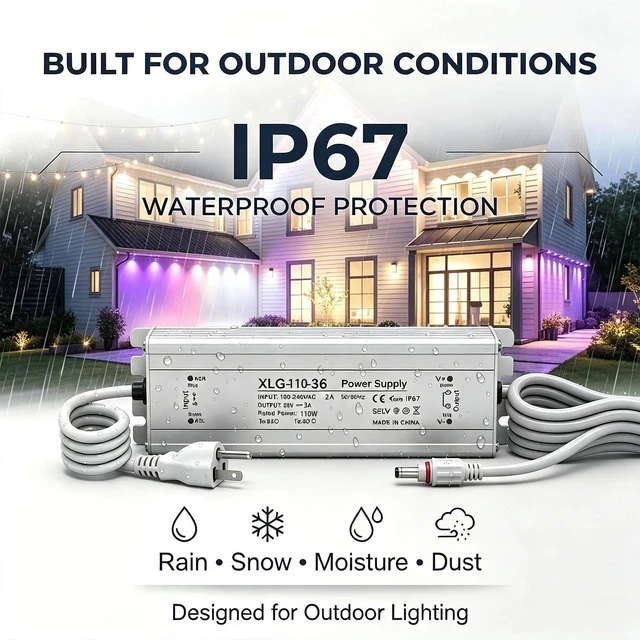 Alt view image 4 of 5 - 36V 3A Power Adapter Compatible with Govee Permanent Outdoor Lights