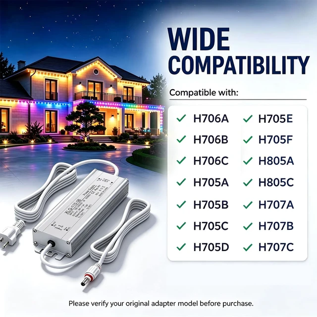 Alt view image 3 of 5 - 36V 3A Power Adapter Compatible with Govee Permanent Outdoor Lights