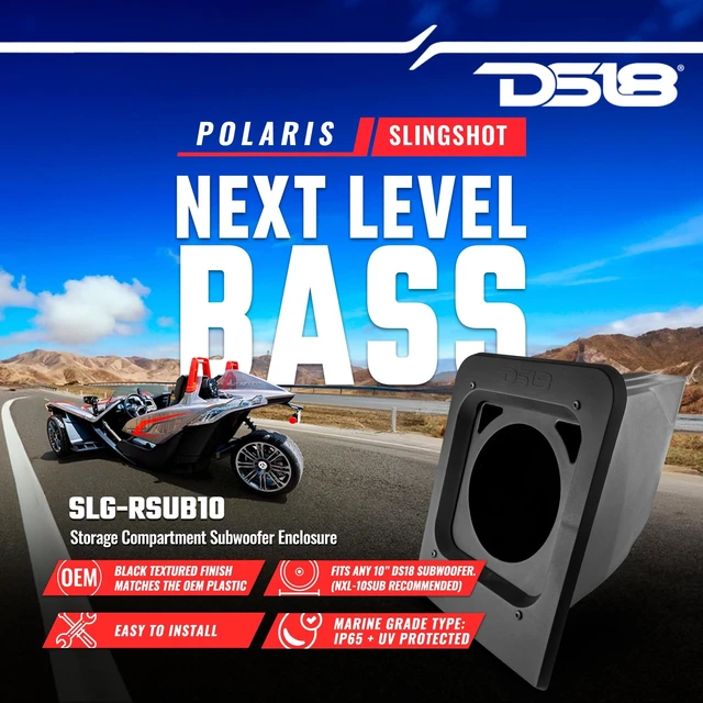 Alt view image 2 of 5 - DS18 SLG-RSUB10 Polaris Slingshot Rear Empty Enclosure - 10" Subwoofer Enclosure Rear Storage Behind Seats - Fits Slingshot Models 2015+ - No Speaker Included