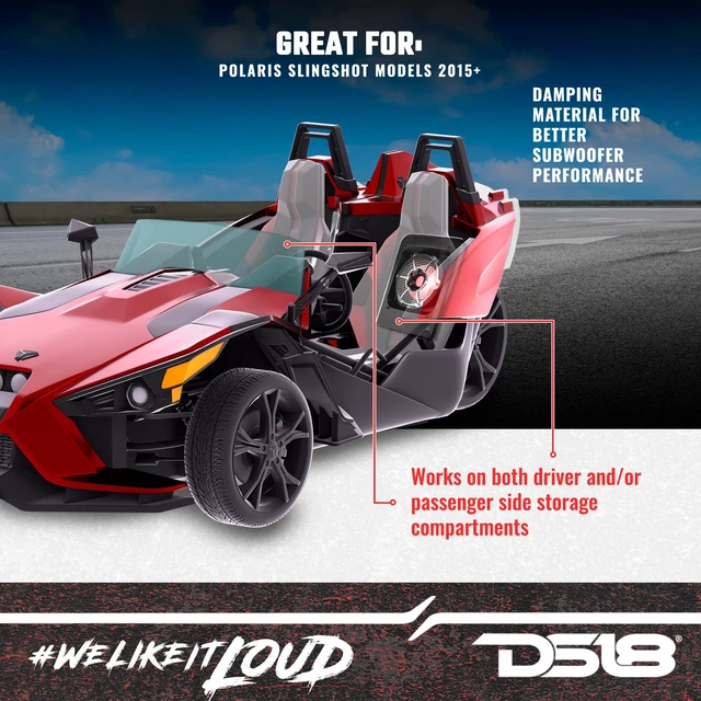 Alt view image 3 of 5 - DS18 SLG-RSUB10 Polaris Slingshot Rear Empty Enclosure - 10" Subwoofer Enclosure Rear Storage Behind Seats - Fits Slingshot Models 2015+ - No Speaker Included