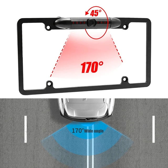 Alt view image 5 of 5 - License Plate Backup Camera, Night Vision Rear View Camera with 8 LEDs 170 Viewing Angle, Waterproof Backup Rear Camera for Cars, Universal Reversing Assist Security