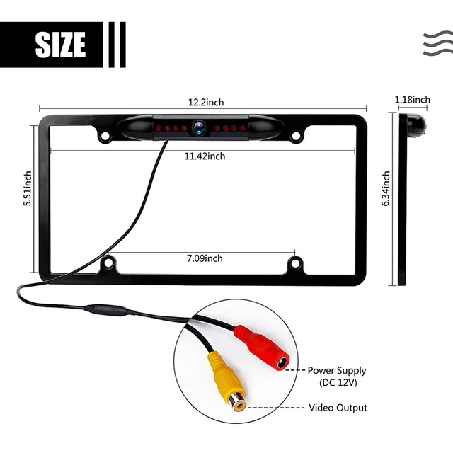 Alt view image 2 of 5 - License Plate Backup Camera, Night Vision Rear View Camera with 8 LEDs 170 Viewing Angle, Waterproof Backup Rear Camera for Cars, Universal Reversing Assist Security