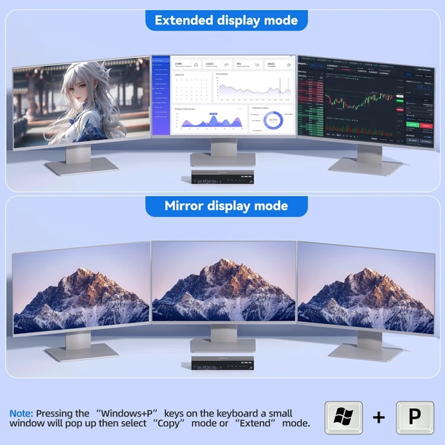 Alt view image 3 of 5 - KVM Switch 3 Monitors 5 Computers HDMI + DisplayPort, KCEVE DP 5 Computer KVM Switcher, 8K@30Hz/4k@144Hz for 5 PC Share 4 Display and USB 3.0 Devices