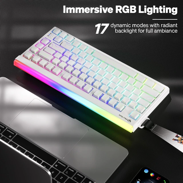 Alt view image 2 of 5 - MEETION Vibekey75 Wireless Gaming Keyboard with RGB Backlight, Black