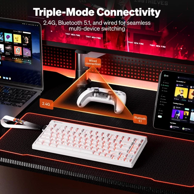 Alt view image 4 of 5 - MEETION Vibekey75 Wireless Gaming Keyboard with RGB Backlight, Black