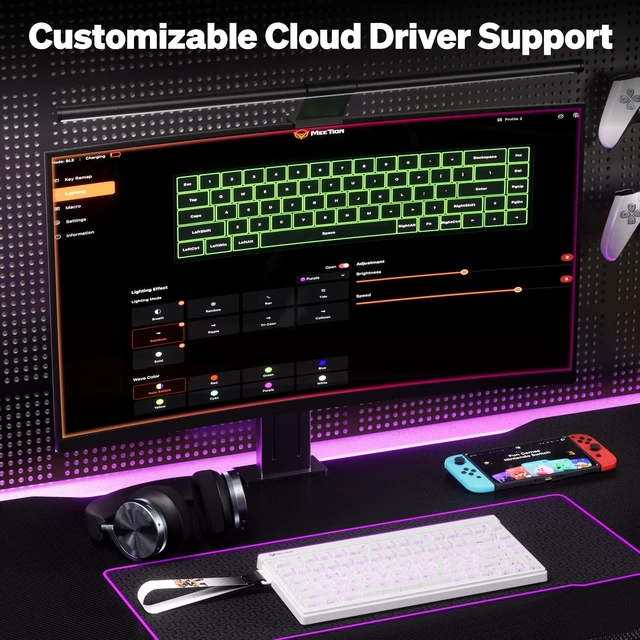 Alt view image 5 of 5 - MEETION Vibekey75 Wireless Gaming Keyboard with RGB Backlight, Black