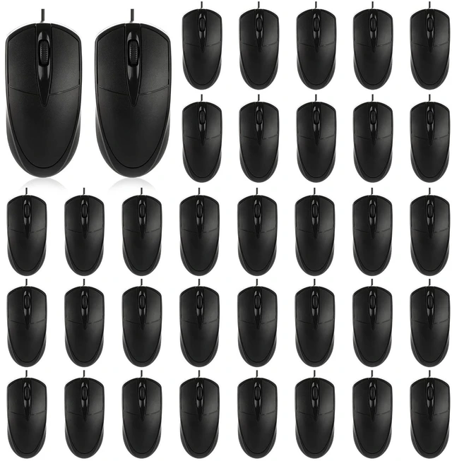Main image of Bornerwhite 36 Pcs Black USB Wired Mouse 1200 DPI 3 Button Corded Computer Mice Right or Left Hand Use Computer Corded USB Mouse Bulk for PC Laptop Desktop Notebook Office School Classroom Use