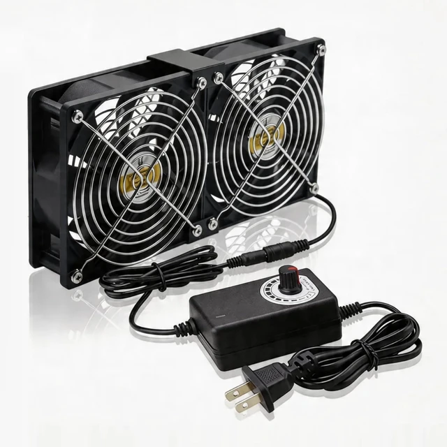 Main image of YOWEE BREEZE Dual 120mm 12V DC Brushless Axial Computer Cooling Fan,AC Plug