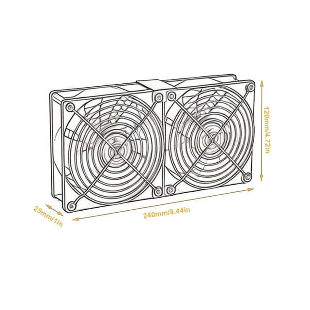 Alt view image 4 of 5 - YOWEE BREEZE Dual 120mm 12V DC Brushless Axial Computer Cooling Fan,AC Plug