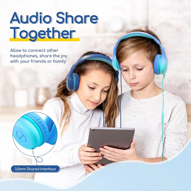 Alt view image 3 of 5 - EarFun K1 Kids Headphones Wired with Mic, USB Type C Headphones for Kids