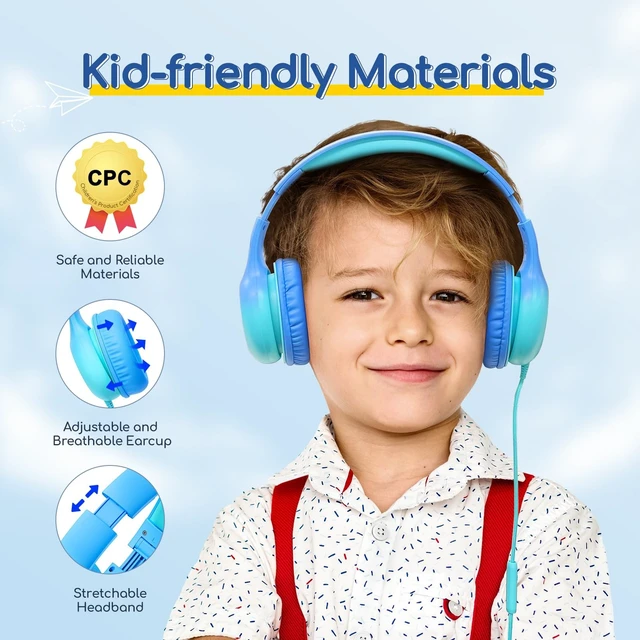 Alt view image 4 of 5 - EarFun K1 Kids Headphones Wired with Mic, USB Type C Headphones for Kids