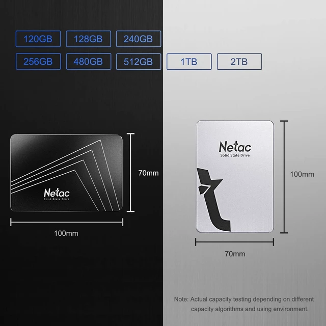 Alt view image 3 of 5 - Netac 120GB SSD SATA 3.0 6Gb/s 2.5 Inch 3D NAND 510MB/S Black - N530S