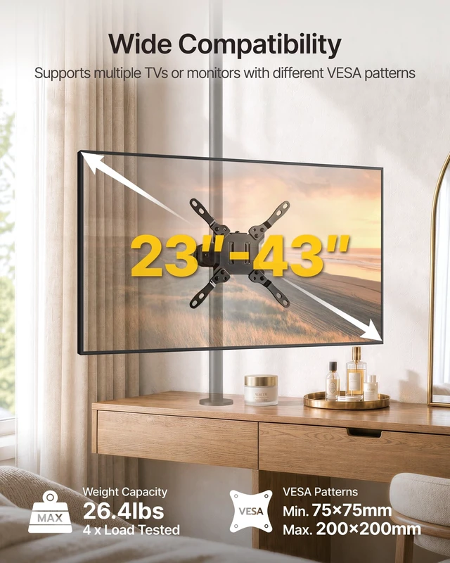 Alt view image 2 of 5 - monTEK Universal Pole Mount Bracket for 23-43 Inch Screens, up to 26.4 lbs