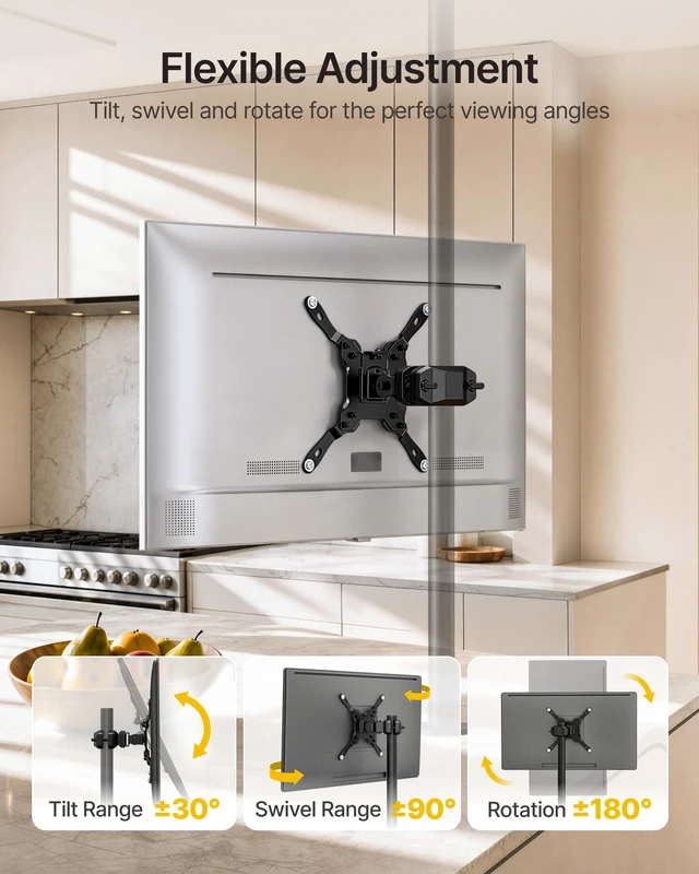 Alt view image 3 of 5 - monTEK Universal Pole Mount Bracket for 23-43 Inch Screens, up to 26.4 lbs
