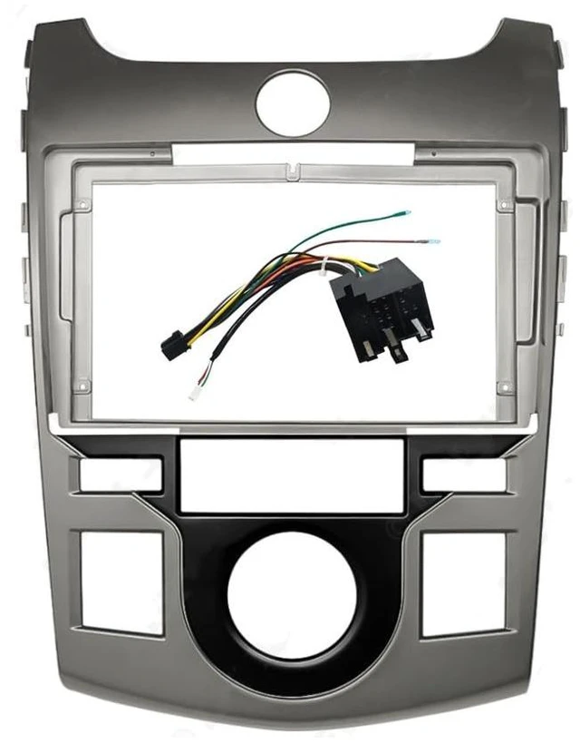 Main image of 9'' Car Radio Stereo Fascia Frame Panel Trim with Power Harness Loom for 2008-2013 KIA Forte(High Trim) Cerato 2 Manual AC Dash Bezel