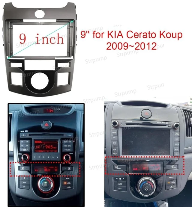 Alt view image 2 of 5 - 9'' Car Radio Stereo Fascia Frame Panel Trim with Power Harness Loom for 2008-2013 KIA Forte(High Trim) Cerato 2 Manual AC Dash Bezel