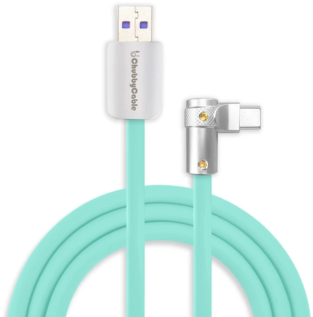 Main image of chubbycable 120W Charging Cable 90 USB C to C Cable, Light Blue, 0.82FT