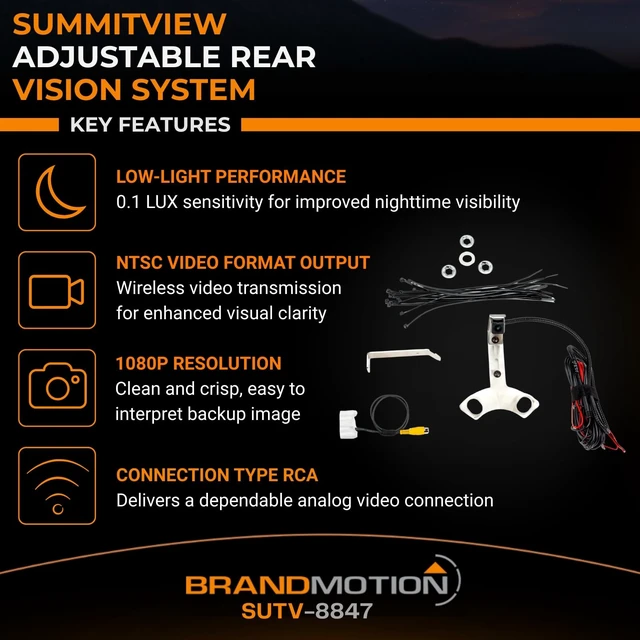 Alt view image 3 of 5 - Brandmotion SUTV-8847 SummitView Adjustable Rear Vision System