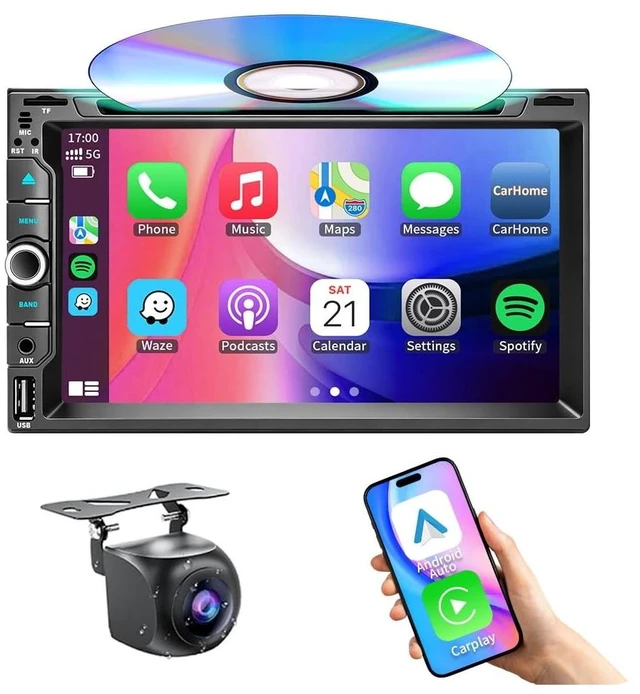 Main image of Plug&Play CD/DVD Car Radio for Toyota Tacoma 1995-2004Sienna1995-20044Runner 1990-2001 RAV4 1990-2001Tundra/Sequoia 1999-2002,7 inch IPS Touchscreen with Carplay Android Auto/Subwoofer/AM/FM