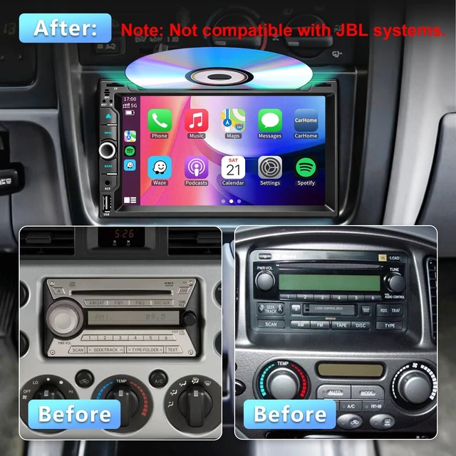 Alt view image 4 of 5 - Plug&Play CD/DVD Car Radio for Toyota Tacoma 1995-2004Sienna1995-20044Runner 1990-2001 RAV4 1990-2001Tundra/Sequoia 1999-2002,7 inch IPS Touchscreen with Carplay Android Auto/Subwoofer/AM/FM