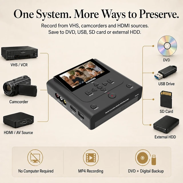 Alt view image 2 of 5 - Clariviews VHS to DVD Recorder