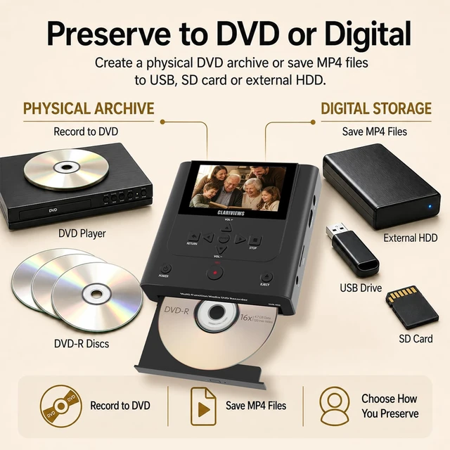 Alt view image 5 of 5 - Clariviews VHS to DVD Recorder