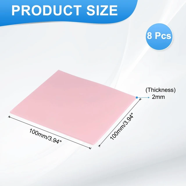 Alt view image 2 of 5 - PATIKIL 8 Pack Thermal Pads 100x100x2mm Silicone Cooling Thermal Pad Pink
