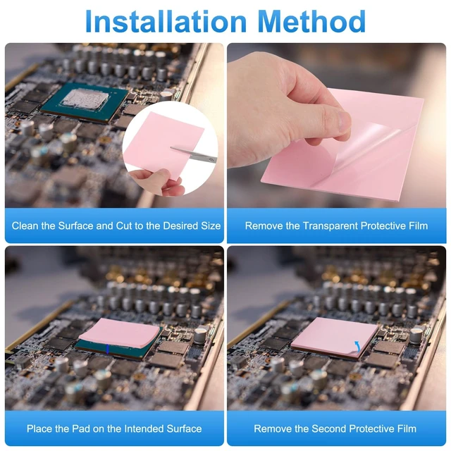 Alt view image 4 of 5 - PATIKIL 8 Pack Thermal Pads 100x100x2mm Silicone Cooling Thermal Pad Pink