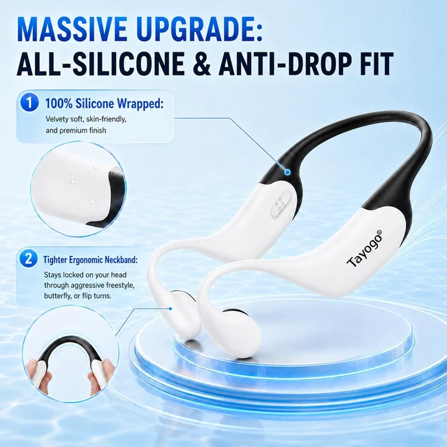 Alt view image 5 of 5 - Tayogo T6+W23 Swimming Headphones, No MP3 Needed, Bone Conduction Headset