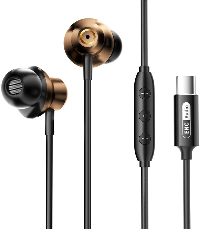Main image of BYZMODLX Wired Earbuds with ENC Noise Canceling Mic, Deep Bass Stereo Wired Earphones, Plug in USB C/Type C Headphones Compatible with iPhone 17/16/15, Samsung, Android, Gaming, Laptop, Clear Ca