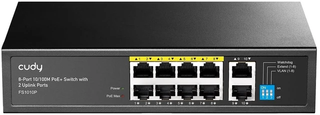 Main image of Cudy 10 Port 10/100Mbps PoE+ Unmanaged Switch,8PoE 120W Metal, FS1010P