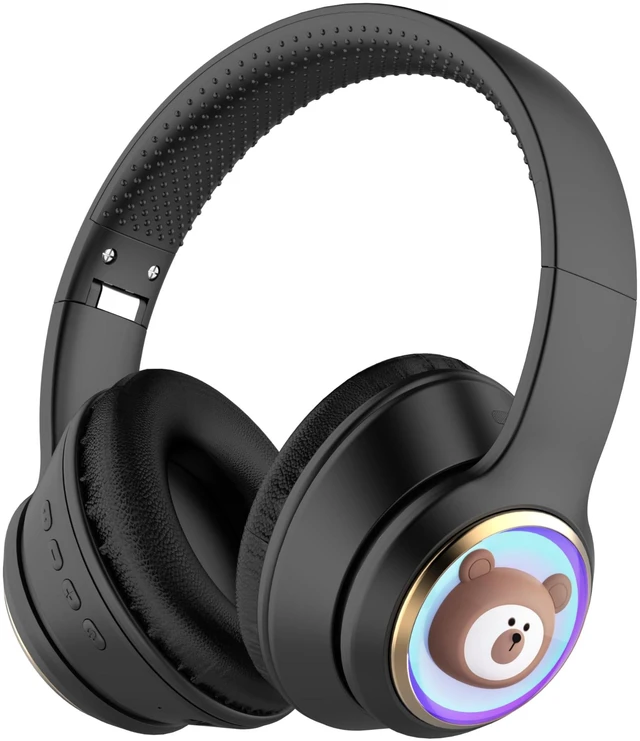 Main image of YLFASHION Kids Bluetooth Headphones with Colorful LED Lights, Wireless Over Ear Headset with 85/115dB Safe Volume, 20H Playtime, AUX Cable for Travel & Online Learning